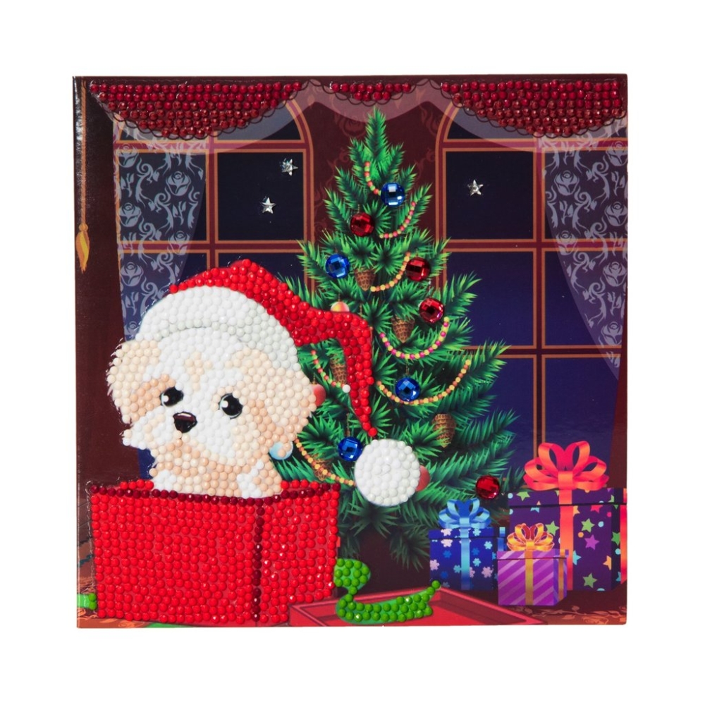 Puppy for Christmas - Make Your Own DIY Crystal Art Card Kit, Diamond Art Painting, Arts
