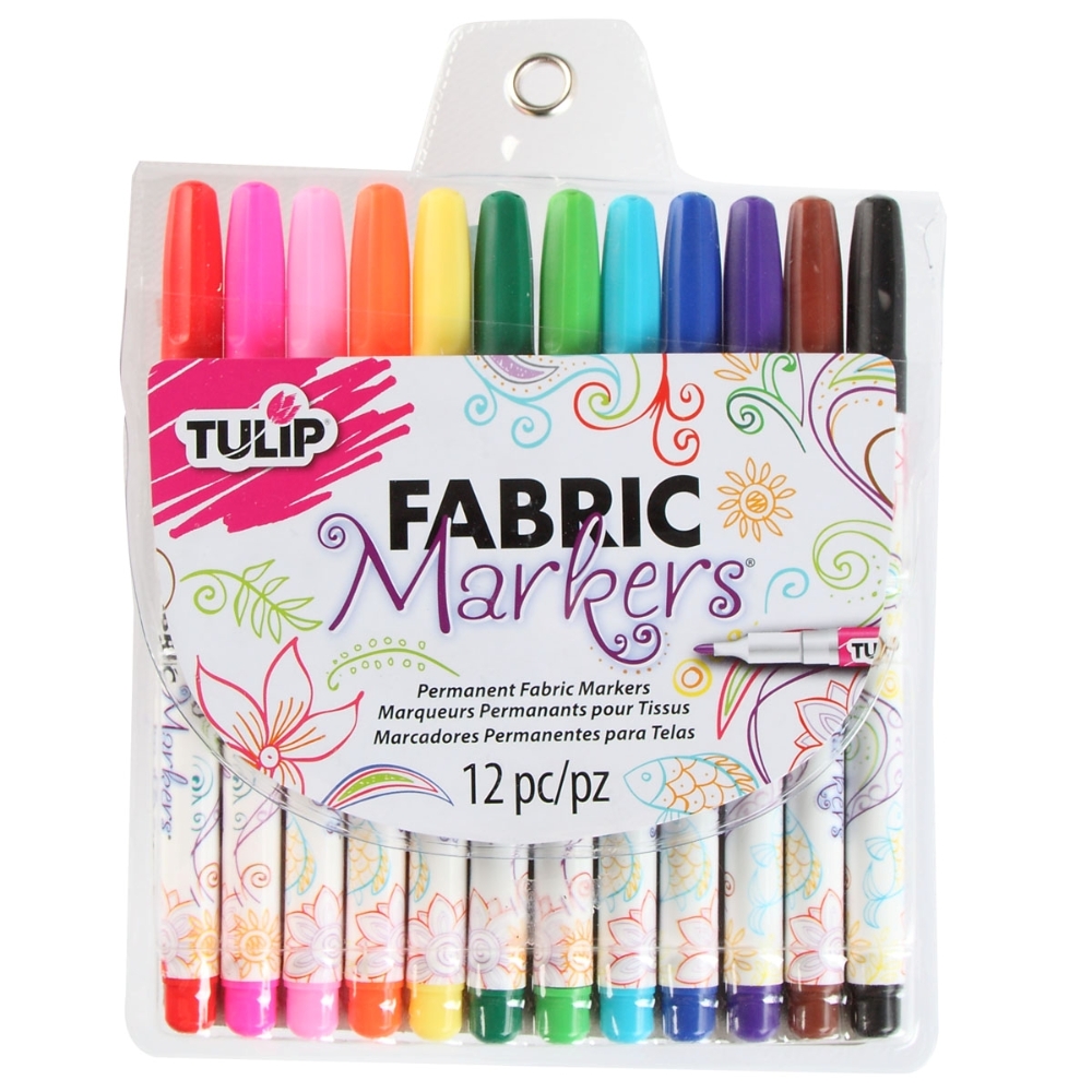 Fine tip fabric markers  multi 12 pack by tulip for clothing and Fine tip fabric markers  multi 12 pack by tulip for clothing and