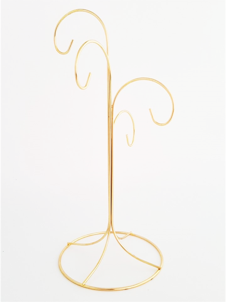 Four Hook Brass Ornament Display Stand (12 Inch) Cromartie Hobbycraft