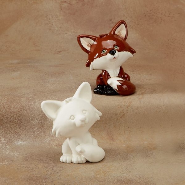 Fox Party Animal Bisque Ware Ceramic  Shapes for Painting 