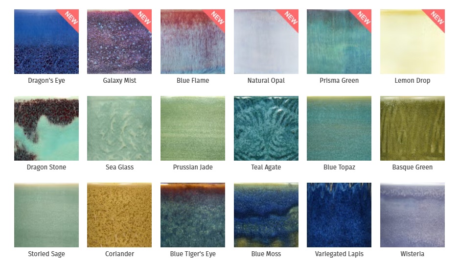 Midfire Glaze Colour Chart