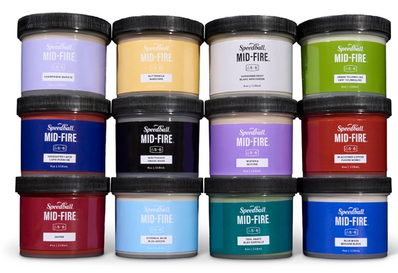 Speedball Mid-Fire Glaze Sampler Pack – 12 pottery glaze colours – Cone 5/6