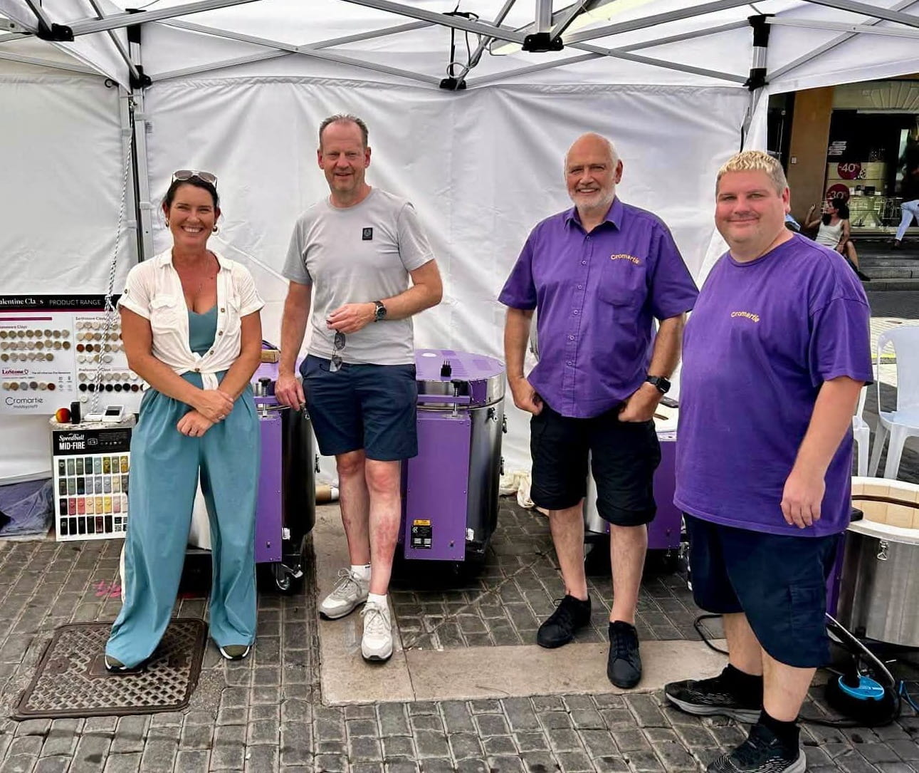 Luke and Andy from Cromartie Hobbycraft with David from Milton Bridge and Bon Creationz at Argillà Italia 2026 in Faenza
