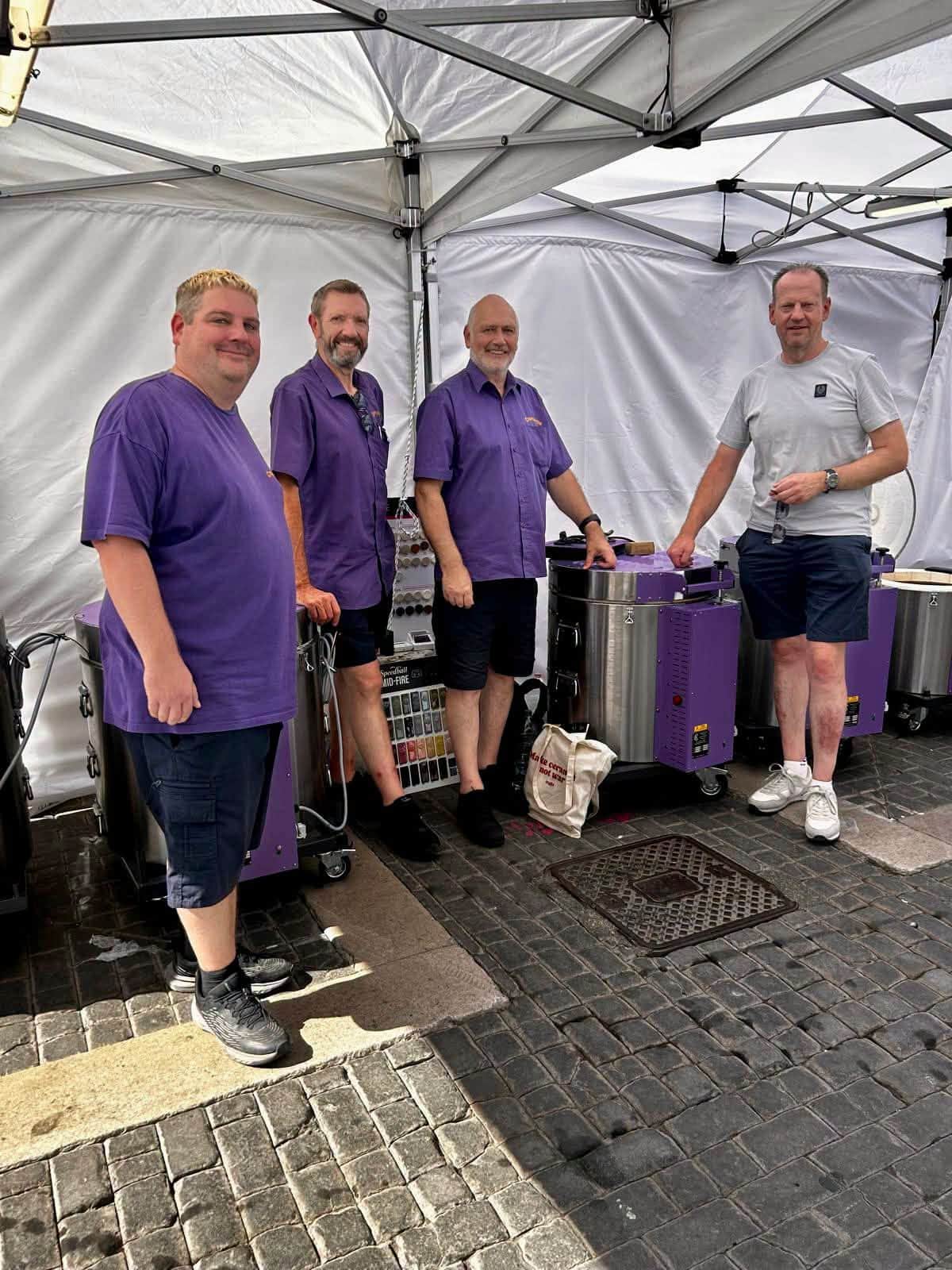 Luke, Mark and Andy from Cromartie Hobbycraft with David Bainbridge from Milton Bridge Ceramics at Argillà Italia 2026