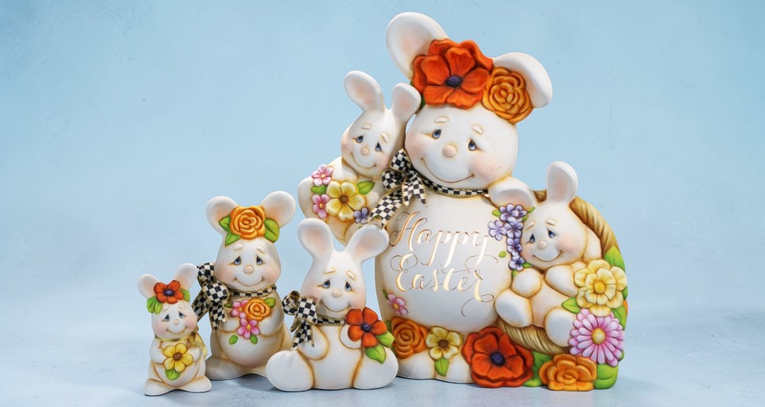 Clay Magic ceramic moulds happy Easter bunnies