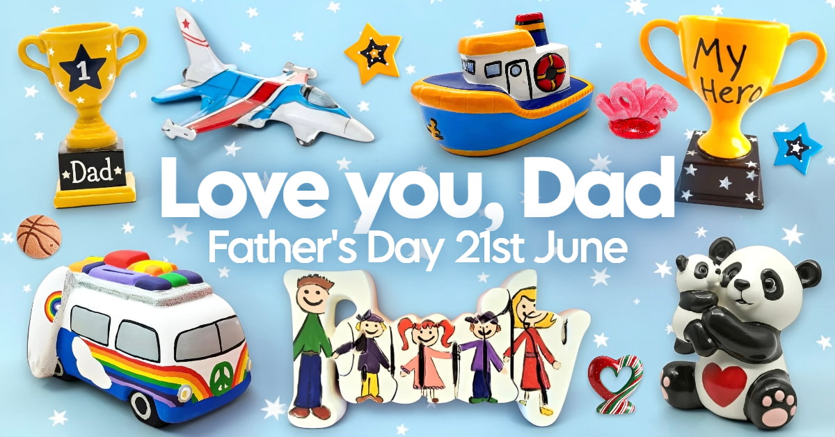 Father’s Day paint your own pottery bisque gifts and arts and crafts ideas for Dad