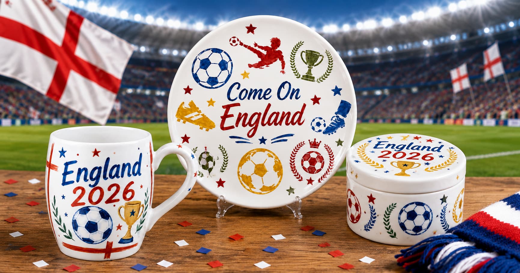 World Cup 2026 paint your own pottery inspiration with personalised football fan pottery