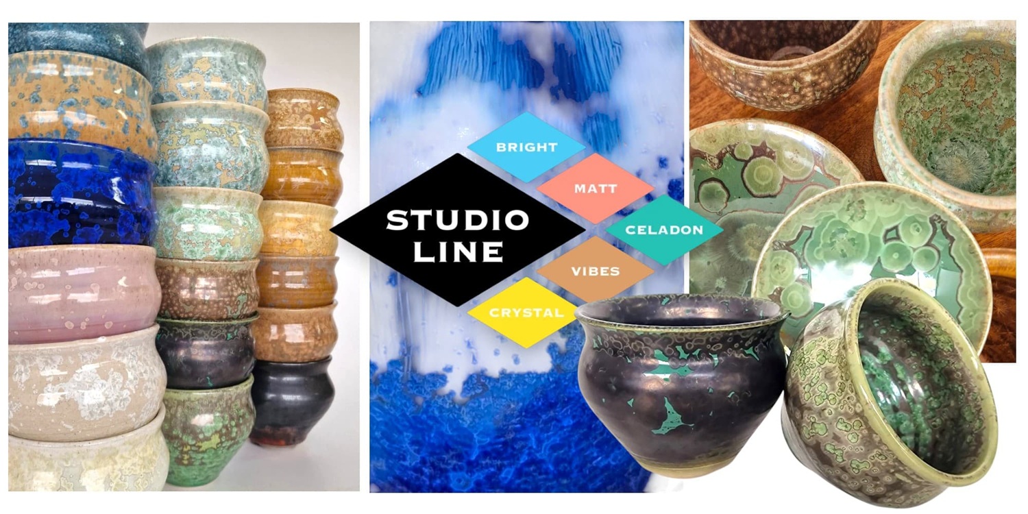 Studio Line crystalline stoneware glazes showing crystal effects