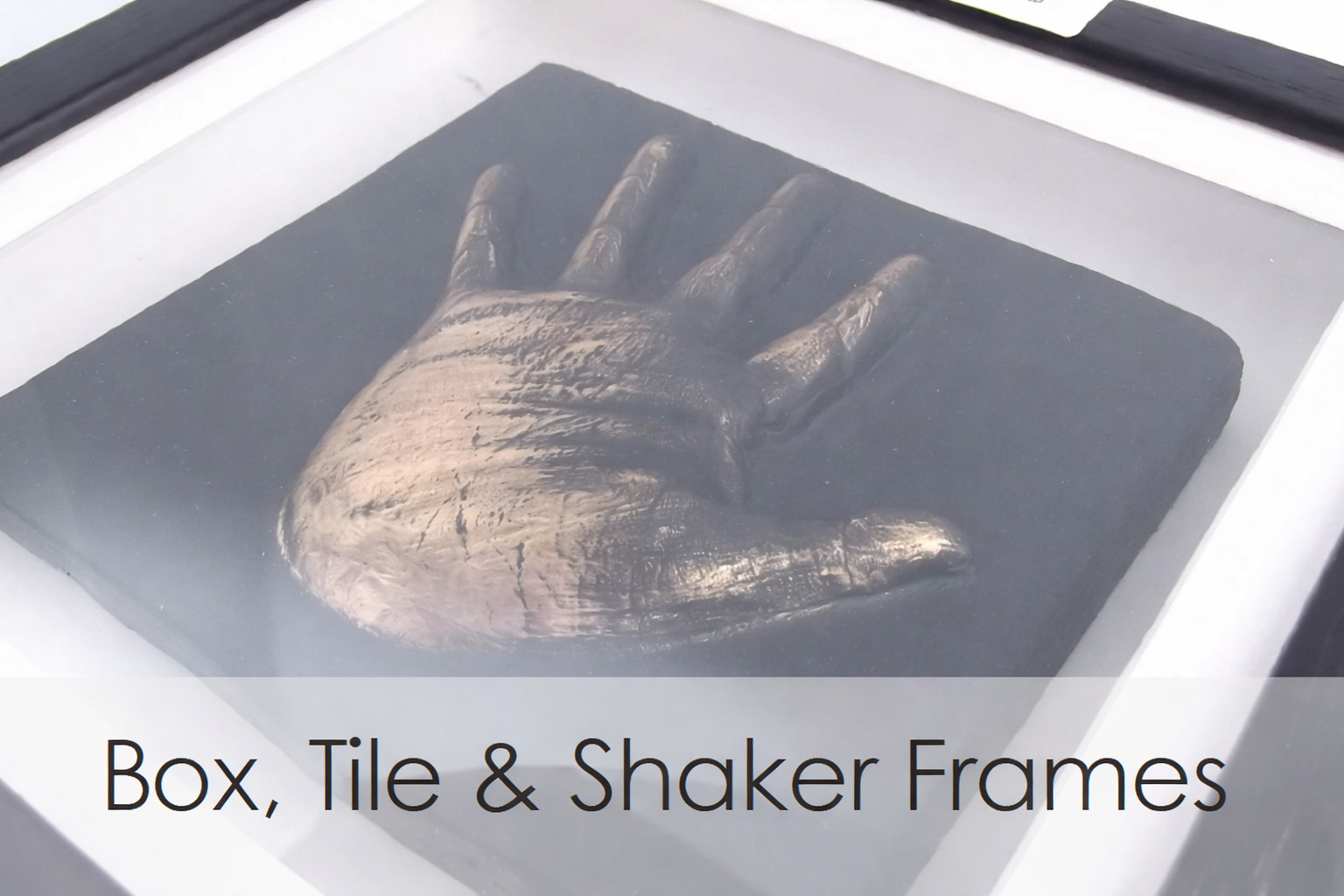 Box, tile and keepsake frames for displaying ceramic crafts, handprints and personalised projects