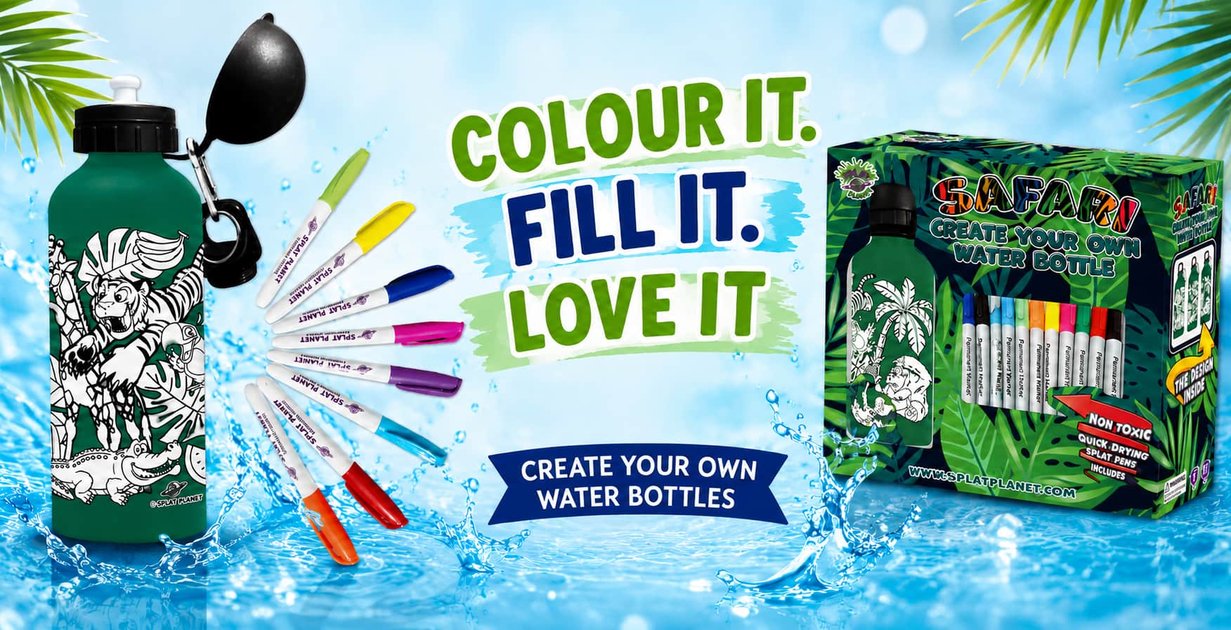 Colour in water bottle craft sets