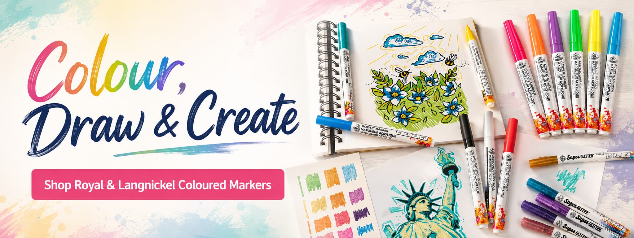 Royal and Langnickel coloured markers for drawing, colouring and creative projects