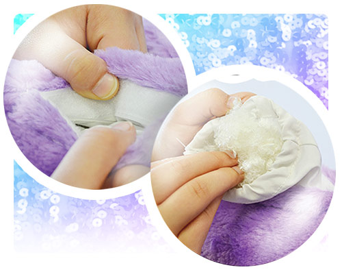 Opening plush skin ready for hand stuffing