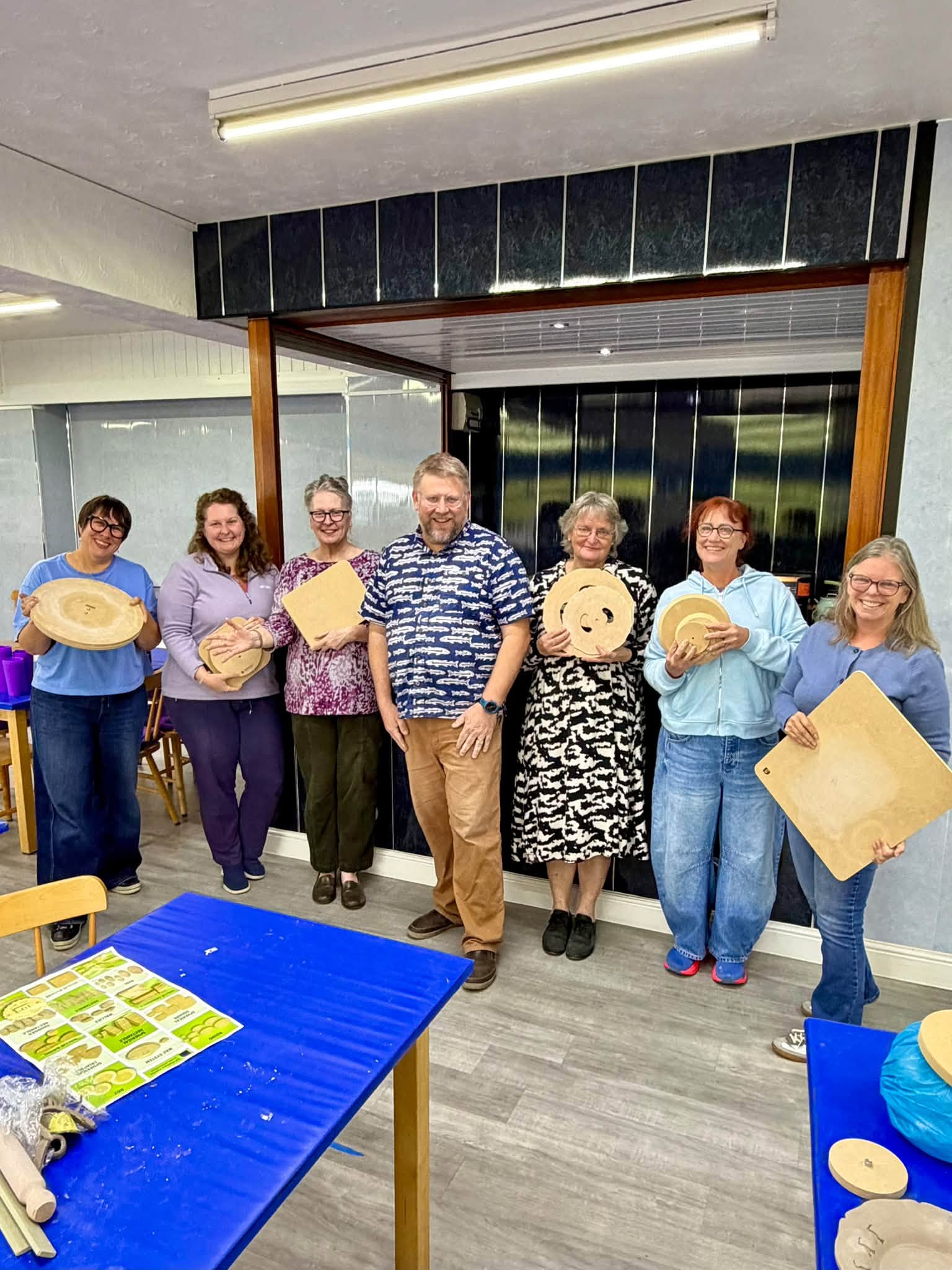 Jeff Rottman with GR Pottery Forms workshop attendees at Studio 70, Cromartie
