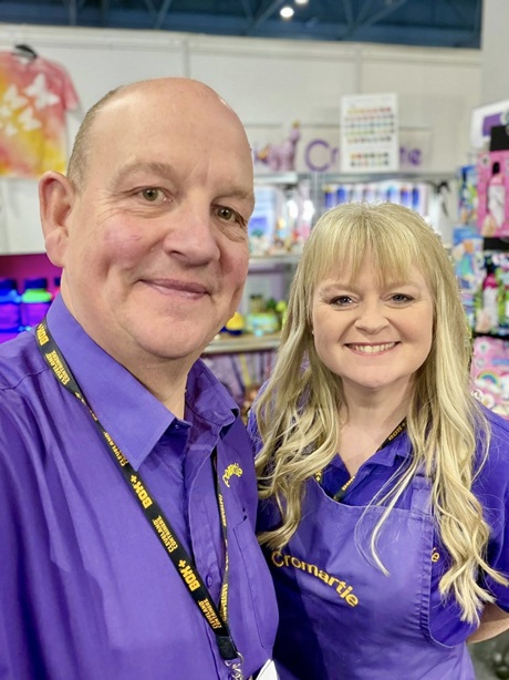 Cromartie Hobbycraft team members smiling together at the 2025 Land Leisure and Tourism Show