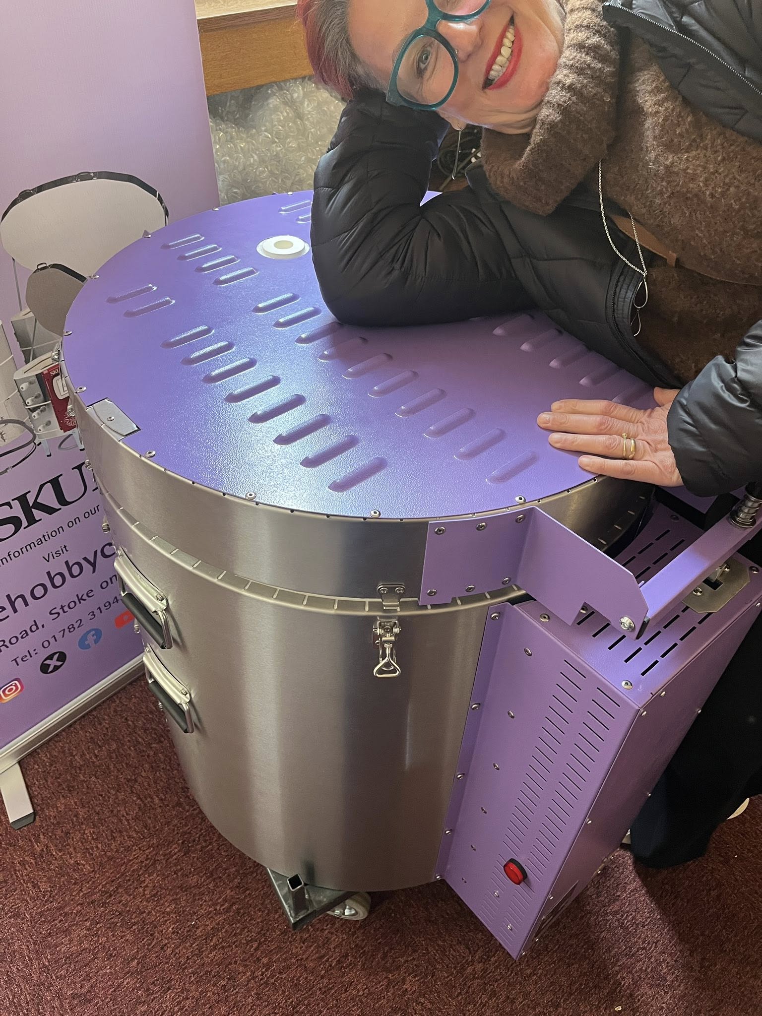 Pip with a kiln purchase from the Cromartie stand at Toasted Ceramic Fair