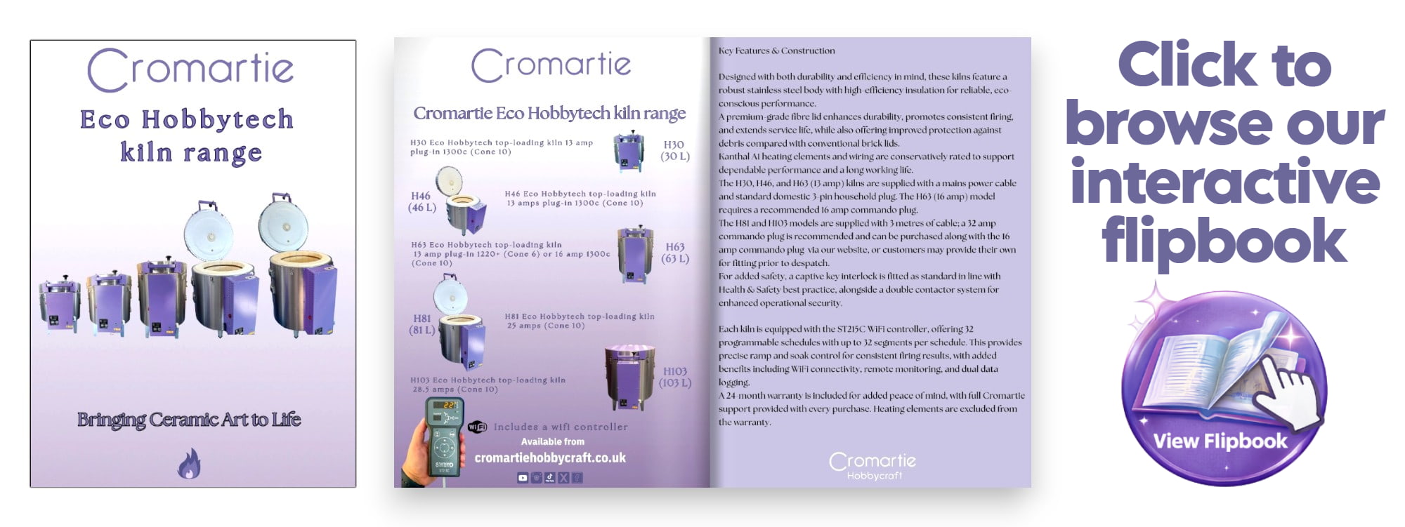 Browse the Cromartie Eco Hobbytech kiln range interactive flipbook